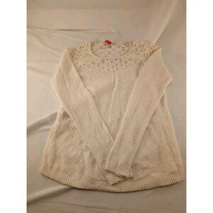 Elle Sweater Women's Small Cream Gold Long Sleeve Pullover